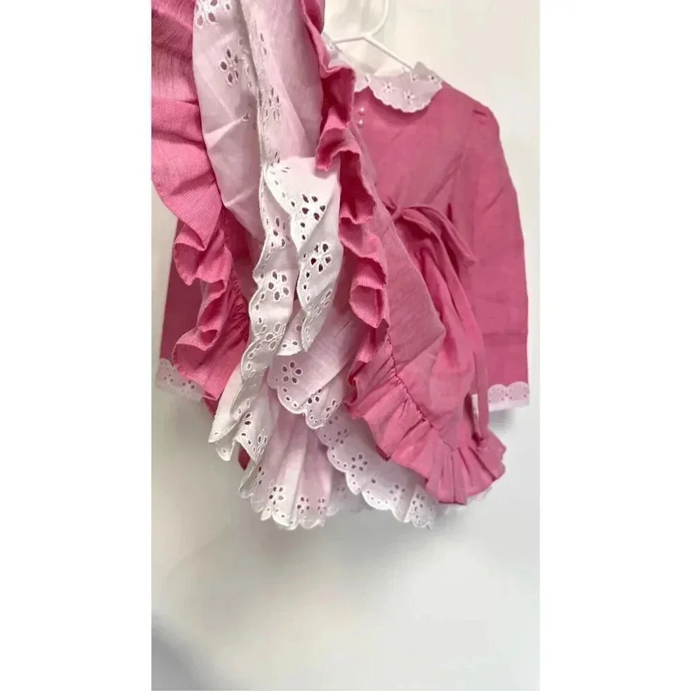 Vintage 80s Nannette Little Girls 4T Pink Easter Church Tutu Lace Dress - Picture 5 of 13